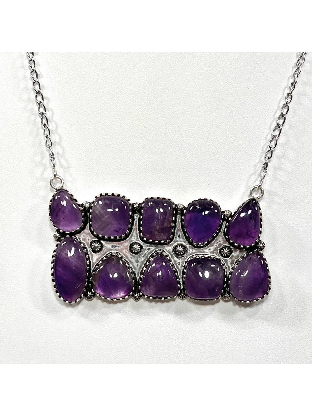 Amethyst Vintage Style 925 Gemstone Multi Stone Necklace